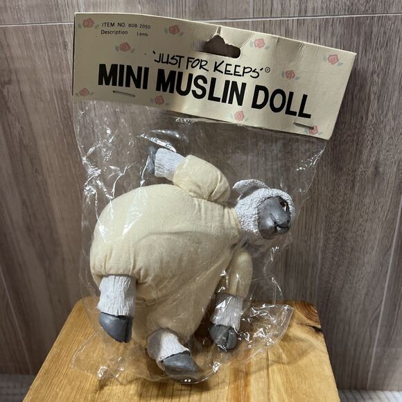 VTG 4” Mini Muslin Sheep Doll By Just For Keeps New - Picture 1 of 3